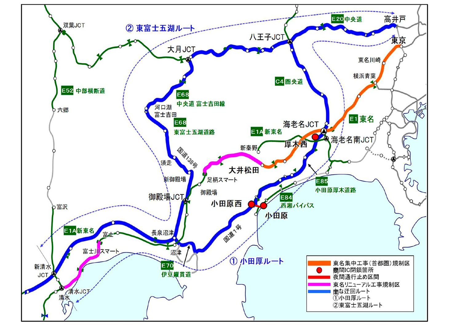 主な迂回ルート図