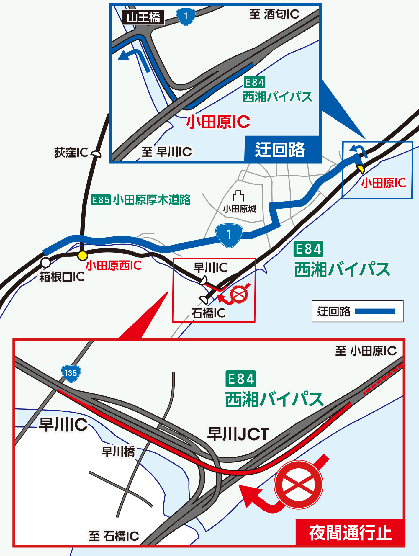 小田原西IC←小田原IC 規制箇所